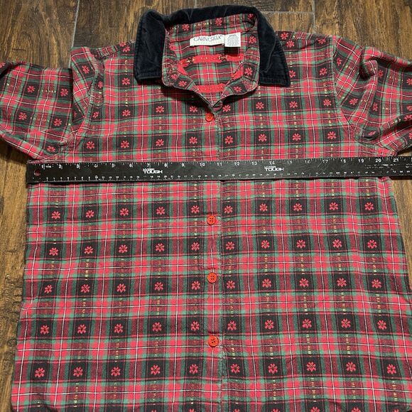 Vintage Cabin Creek Red Plaid ButtonUp Poinsettia Christmas Shirt Women L Petite - Picture 5 of 9